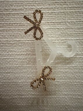 Bow Rhinestone Stud Earrings - Gold Tone